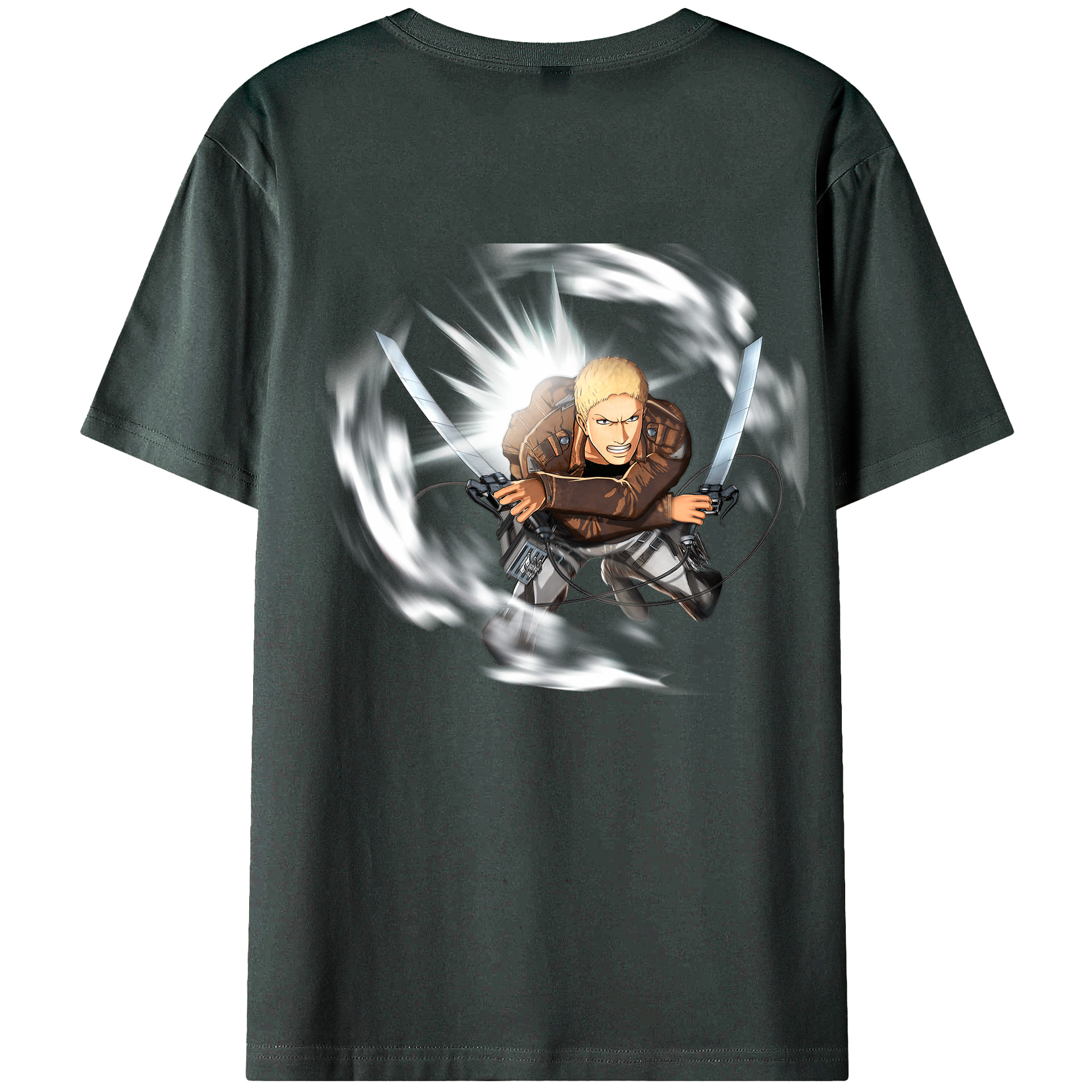 （画像用） 進撃の巨人 ライナー・ブラウン Attack on Titan Reiner Braun 綿100％ メンズ半袖Tシャツ（バックプリント） 通気性